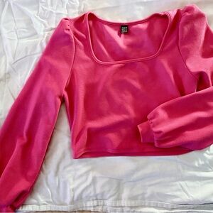 SHEIN Fuchsia Long Sleeve Crop Top